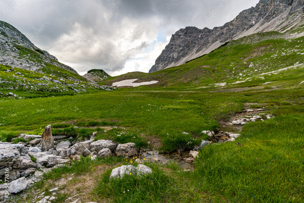 Fototapeta premium Fantastic hike in the Lechquellen Mountains in Vorarlberg Austria
