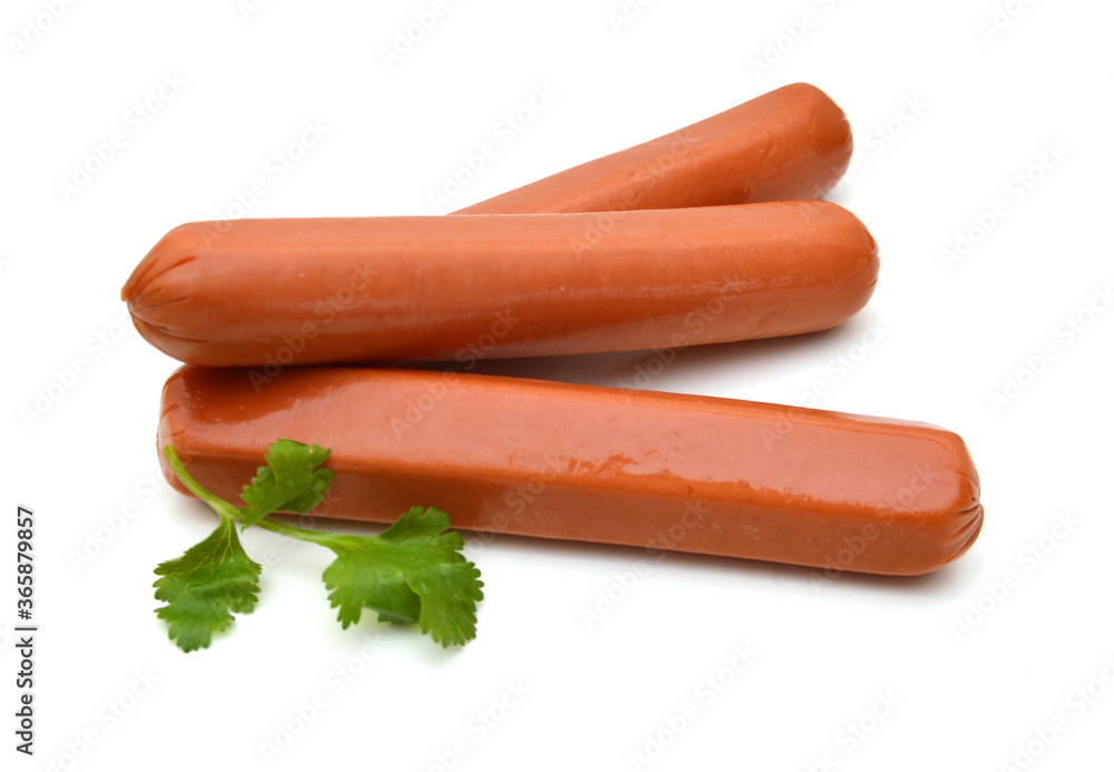 Homemade smoked sausage on white background