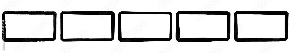 Set of grunge style frames black on white background. Set of grunge style frames black on white background.