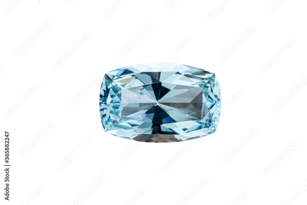 macro stone mineral faceted aquamarine on a white background macro stone mineral faceted aquamarine on a white background