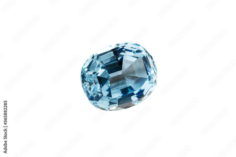 macro stone mineral faceted aquamarine on a white background macro stone mineral faceted aquamarine on a white background