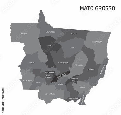 Mato Grosso State regions map