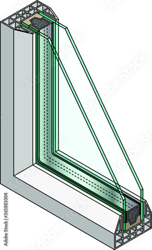 Cross-section diagram of a double glazed window.