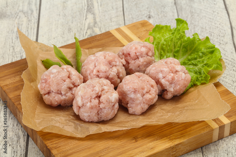 Homemade raw pork minced meatball for cooking Homemade raw pork minced meatball for cooking