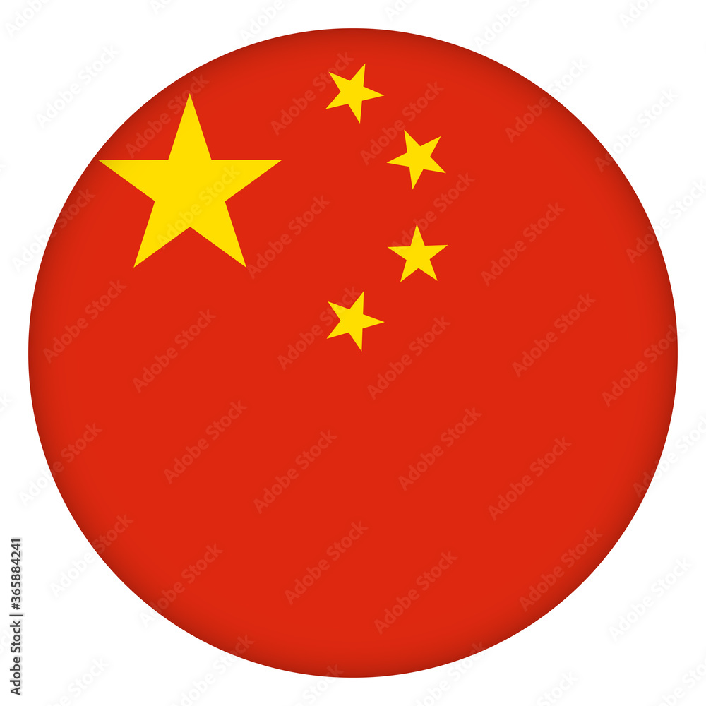 Flag of China round icon, badge or button. Chinese national symbol. Template design, vector illustration. Flag of China round icon, badge or button. Chinese national symbol. Template design, vector illustration.