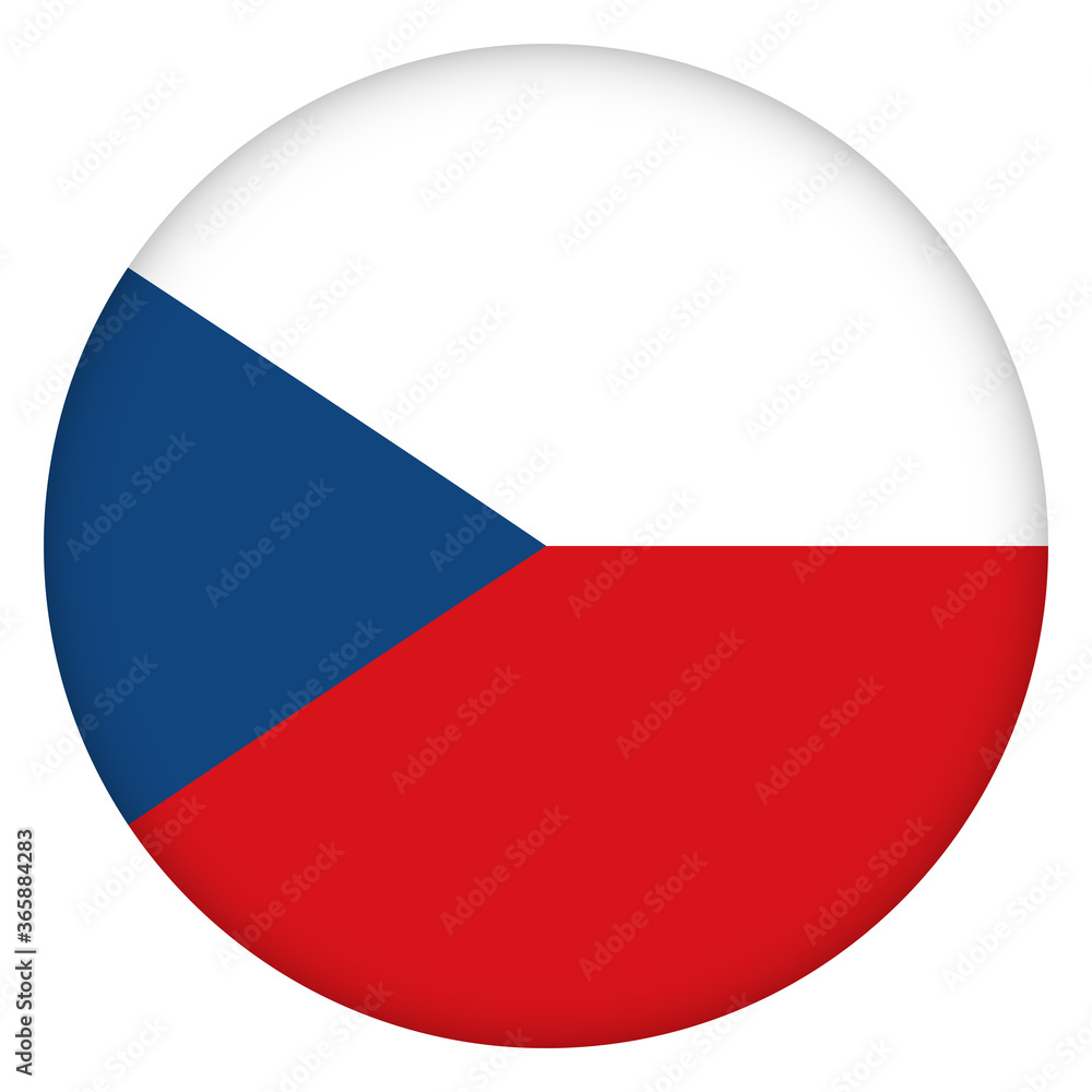 Flag of Czech Republic round icon, badge or button. Czech national symbol. Template design, vector illustration. Flag of Czech Republic round icon, badge or button. Czech national symbol. Template design, vector illustration.