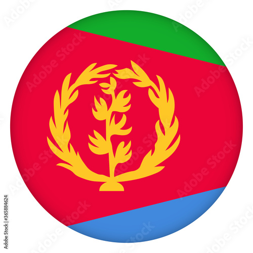 Flag of Eritrea round icon, badge or button. Eritrean national symbol. Template design, vector illustration.