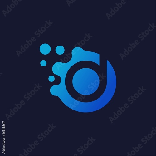 Molecul logo design template with letter d inside, biology, connect, initial