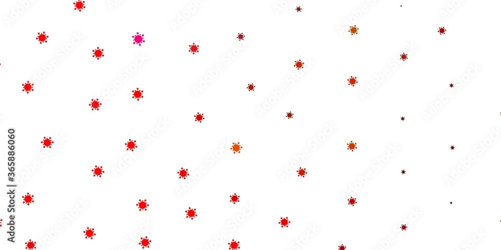 Light red, yellow vector background with covid-19 symbols. Light red, yellow vector background with covid-19 symbols.
