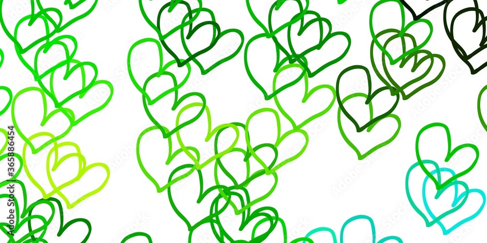 Light Green, Yellow vector background with hearts. Light Green, Yellow vector background with hearts.