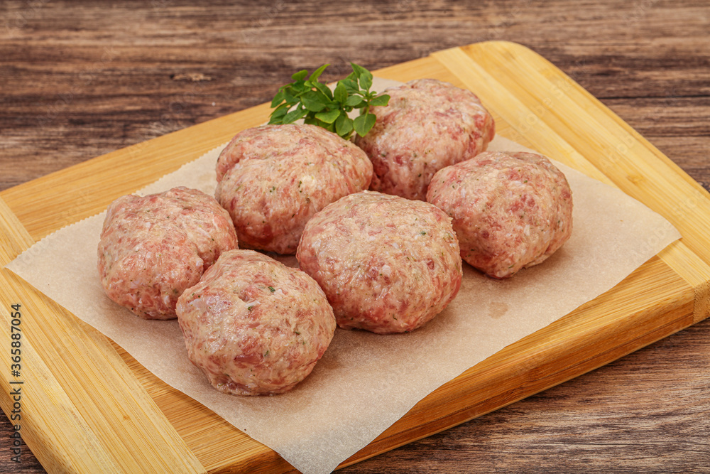 Raw turkey meatball for cooking Raw turkey meatball for cooking