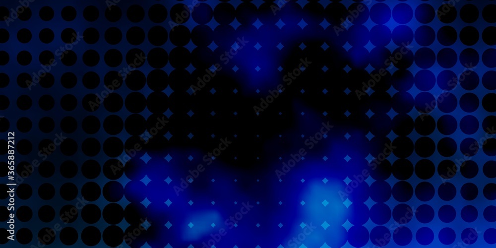 Dark BLUE vector template with circles. Colorful illustration with gradient dots in nature style. Pattern for websites.