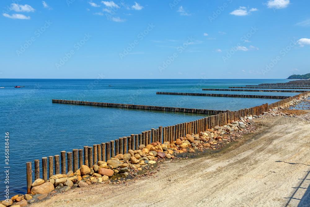 Breakwaters on the Baltic sea in clear weather.