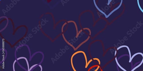 Light Blue, Red vector texture with lovely hearts.