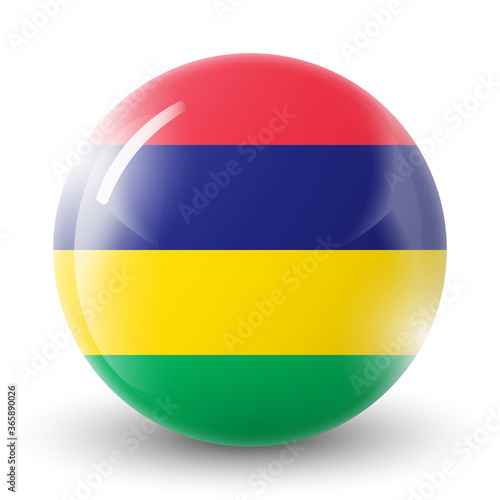 Free Download Glass light ball with flag of Mauritius. Round sphere, template icon. Mauritian national symbol. Glossy realistic ball, 3D abstract vector illustration highlighted on a white background. Big bubble. - GFXLoad