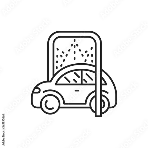 Car disinfection black line icon. Automatic car wash. Pictogram for web, mobile app, promo. UI UX design element