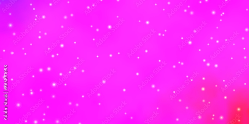 Light Purple, Pink vector template with neon stars. Shining colorful illustration with small and big stars. Pattern for new year ad, booklets.
