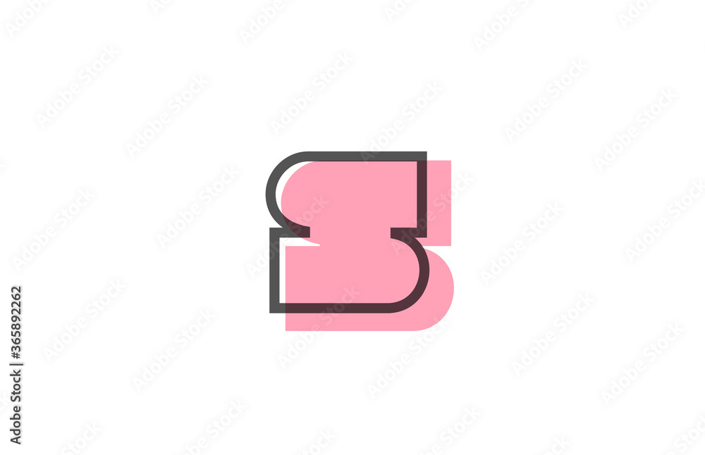 geometric S pink black line alphabet letter logo icon for company. Simple line design for corporate and business geometric S pink black line alphabet letter logo icon for company. Simple line design for corporate and business