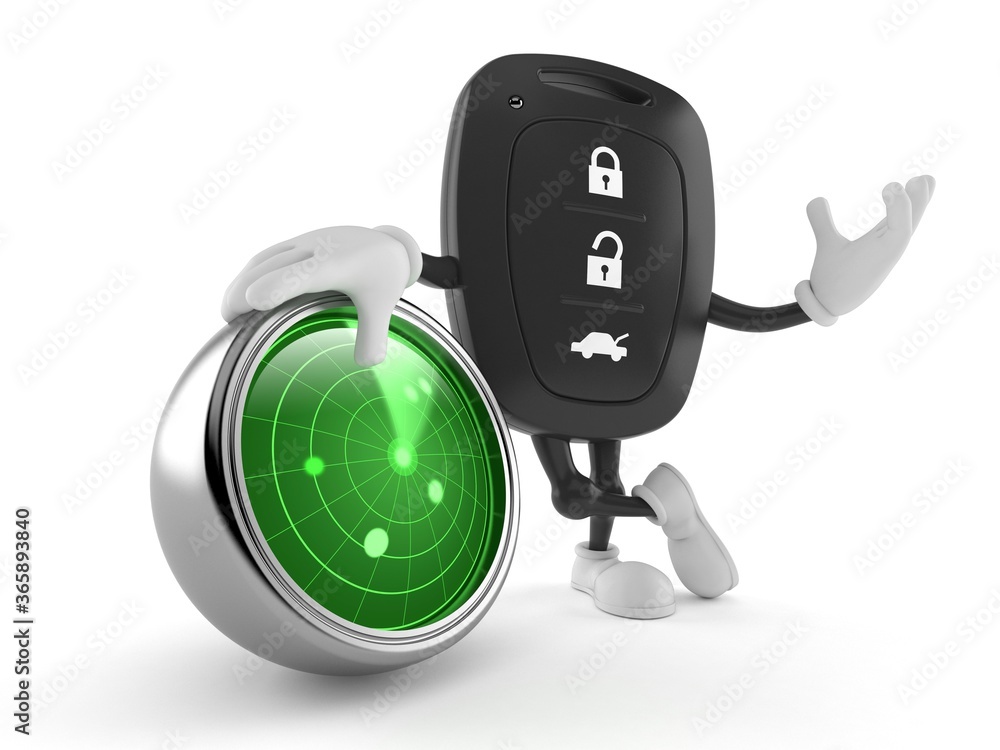 Fototapeta premium Car remote key character with radar