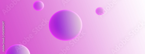 White 3d circles on purple background. Panorama