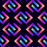Abstract elements grid seamless pattern. Neon gradient rainbow-colored vector wallpaper. 