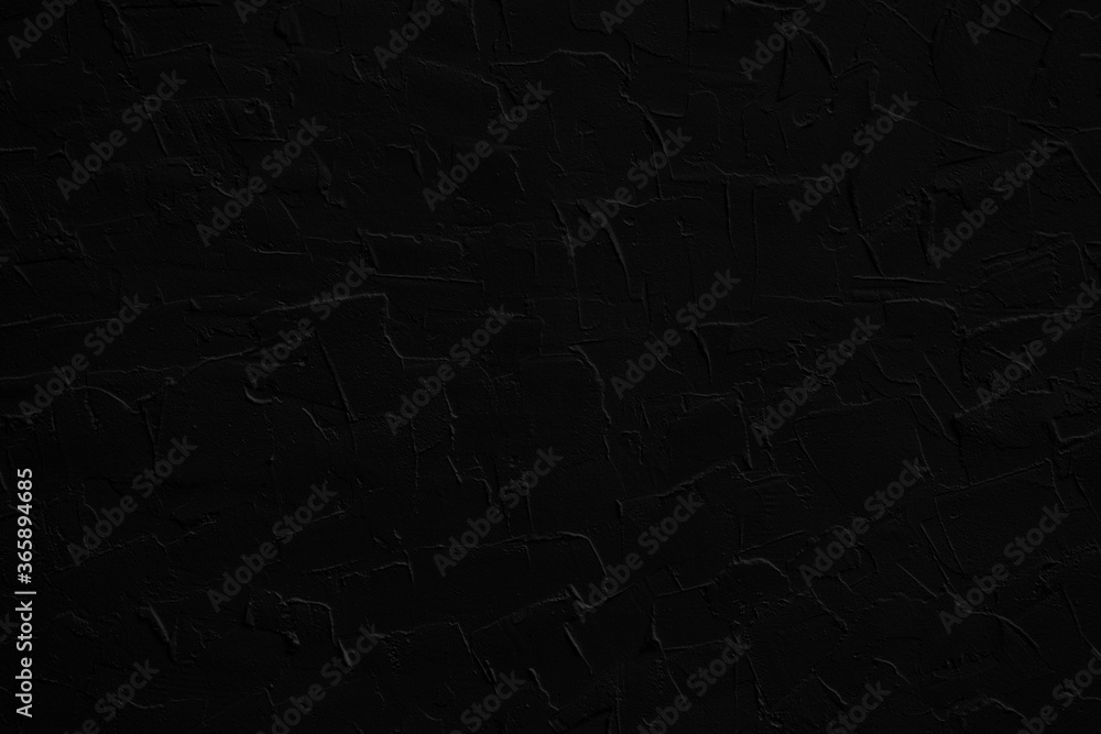 Fototapeta premium Black stucco texture. Designer interior background. Abstract architectural surface.