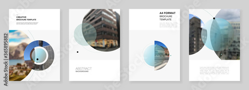 A4 brochure layout of covers design templates for flyer leaflet, A4 brochure, report, magazine cover, book design with abstract circle banners. Social media web banner. Social network photo frame.