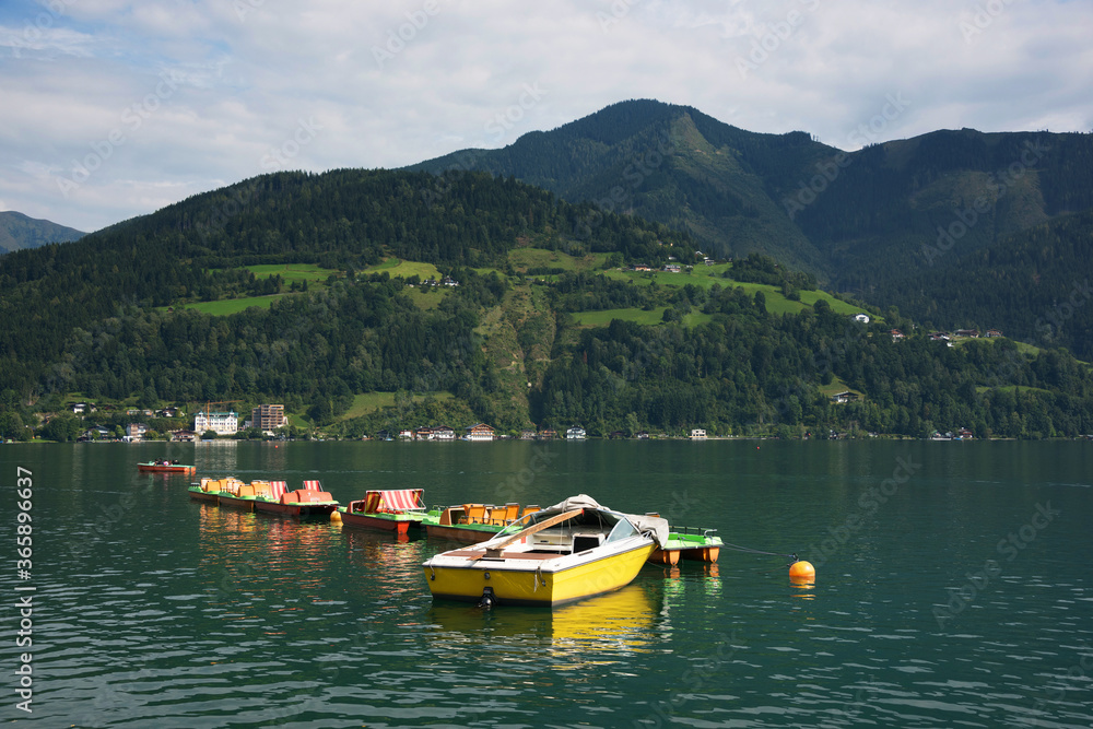 Touristic boat on Zeller Lake, Zell am See, Austria, Europe