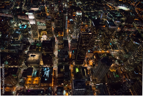 aerial view of downtown Los Angeles by night