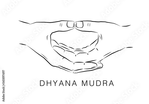 Dhyana Mudra, yoga hand gesture, meditation pose photo