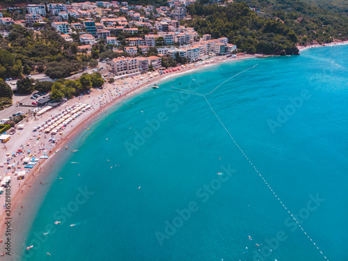 aerial view of sveti stefan beach montenegro