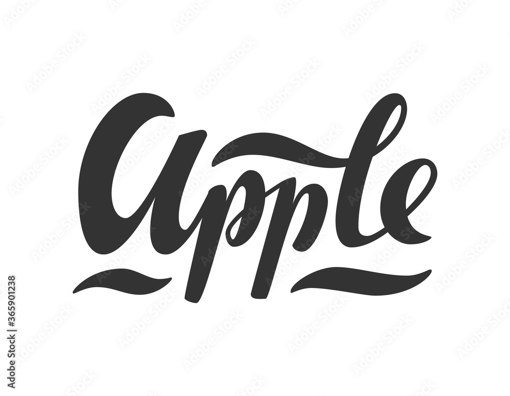 Apple vector hand drawn lettering Apple vector hand drawn lettering