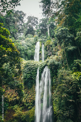 Waterfall hidden in the tropical jungle