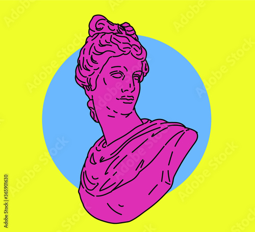 Vector illustration of gypsum bust of Apollo.