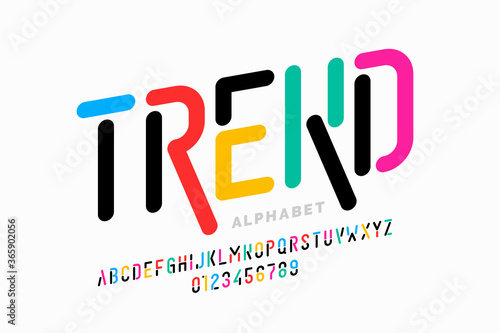 Modern style font, trendy alphabet letters and numbers