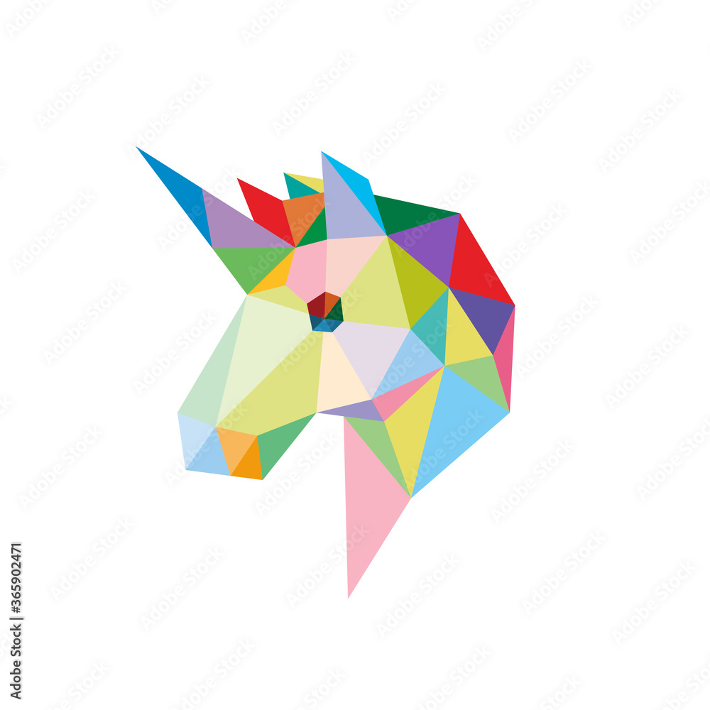 UNICORN HEAD WITH POLYGONAL GEOMETRIC STYLE UNICORN HEAD WITH POLYGONAL GEOMETRIC STYLE
