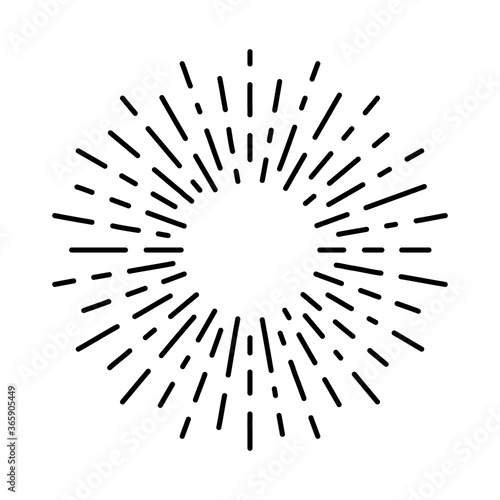 Vector illustration of light rays  sunburst. Vintage style element  round frame.