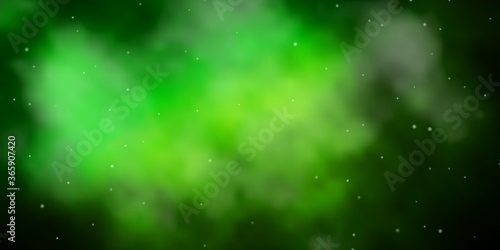 Dark Green vector template with neon stars. Blur decorative design in simple style with stars. Theme for cell phones. © Guskova
