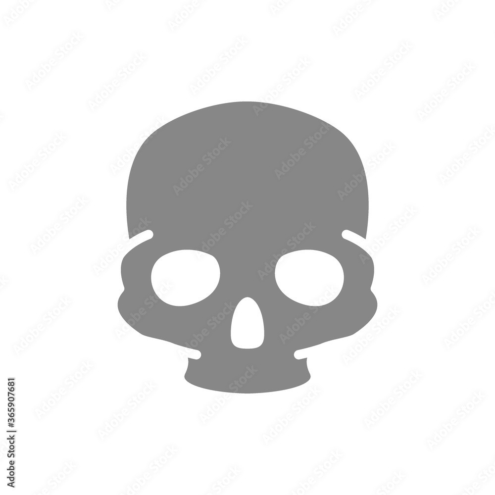 Human skull gray icon. Bone structure of the head symbol Human skull gray icon. Bone structure of the head symbol