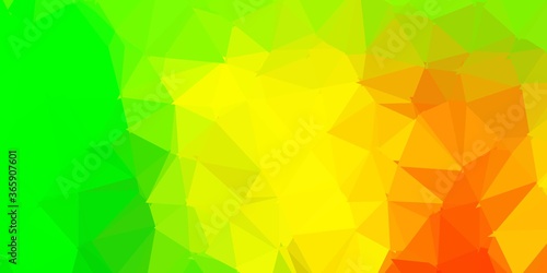 Dark green  yellow vector poly triangle layout.