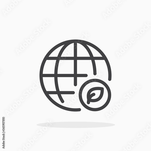 World ecology icon in line style. Editable stroke.