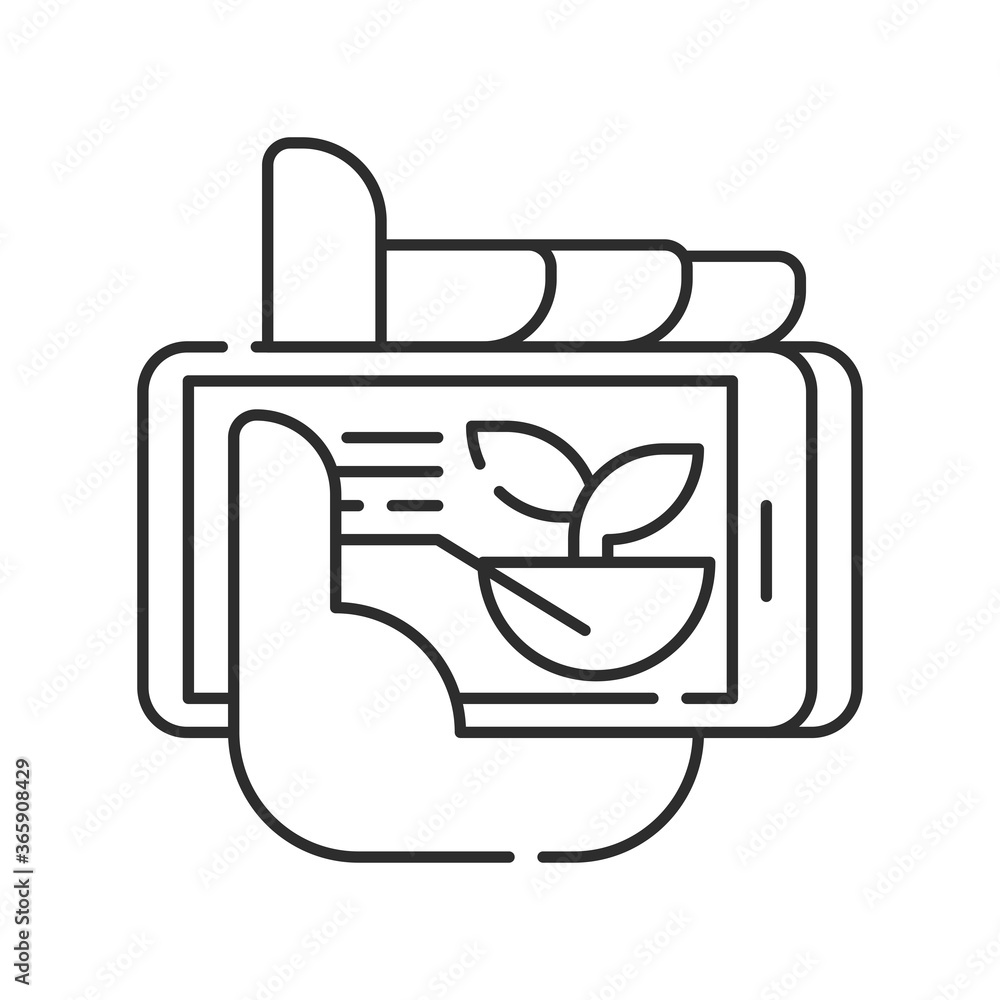 Fototapeta premium Plant management black line icon. Smart farm. Sign for web page, app. UI UX GUI design element. Editable stroke