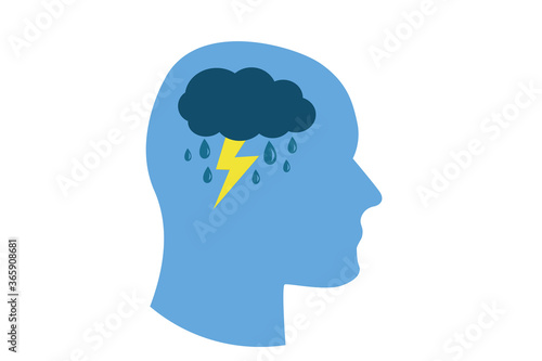Mental Health storm cloud icon in a head shape