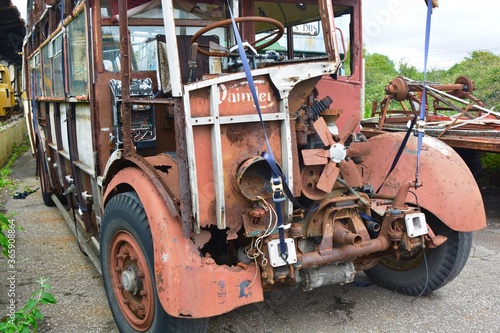 Bus graveyard, rusty and broken buses used for scrap over the years are being restored by a charity in Barry, South Wales.