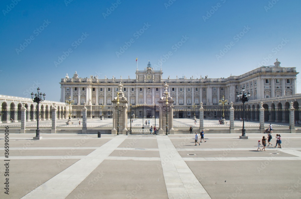 Madrid Royal Palace ('Palacio Real') facade and courtyard  in Madrid, Spain
