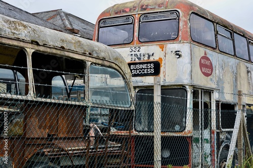 Bus Graveyard, Vintage buses waiting for restoration In Barry Wales