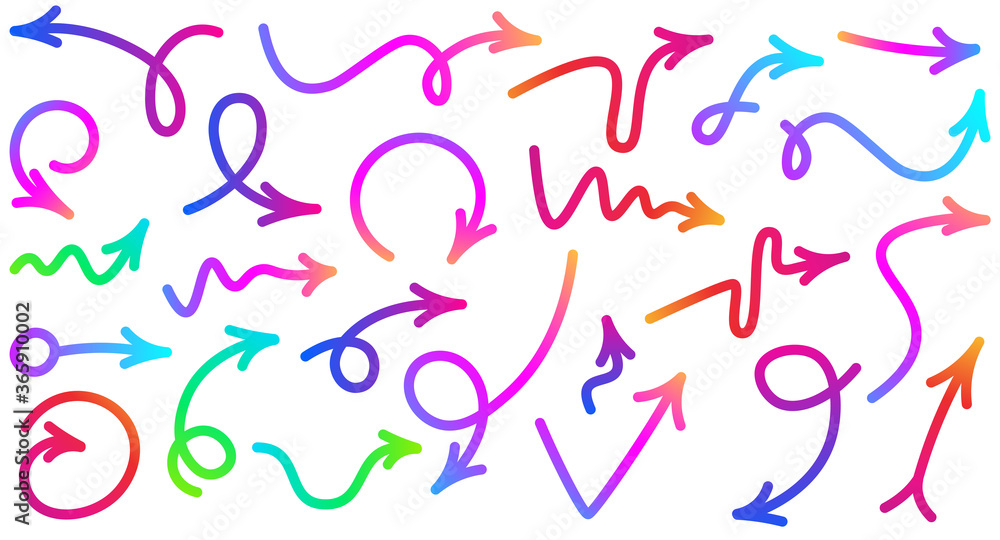 Collection of different doodle isolated arrows. Collection of different doodle isolated arrows.