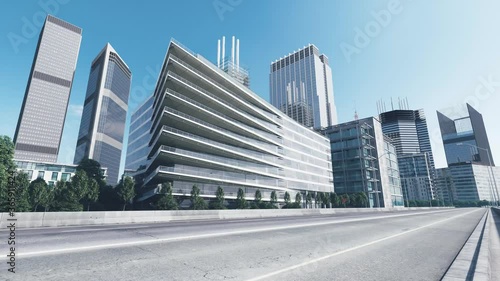 Build up of skyscrapers. Construction new buildings. Timelapse of construction city, 3d visualization. Two version of footage.