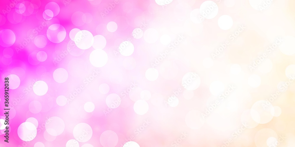 Light Pink vector layout with circles. Illustration with set of shining colorful abstract spheres. Pattern for booklets, leaflets.