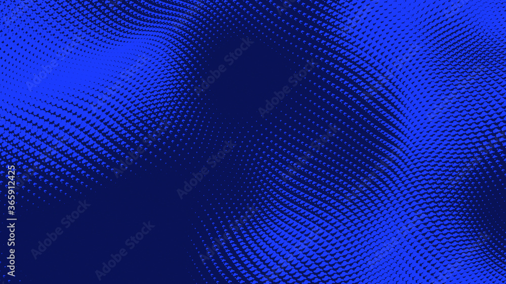 Dot blue wave light screen gradient texture background. Abstract  technology big data digital background. 3d rendering.